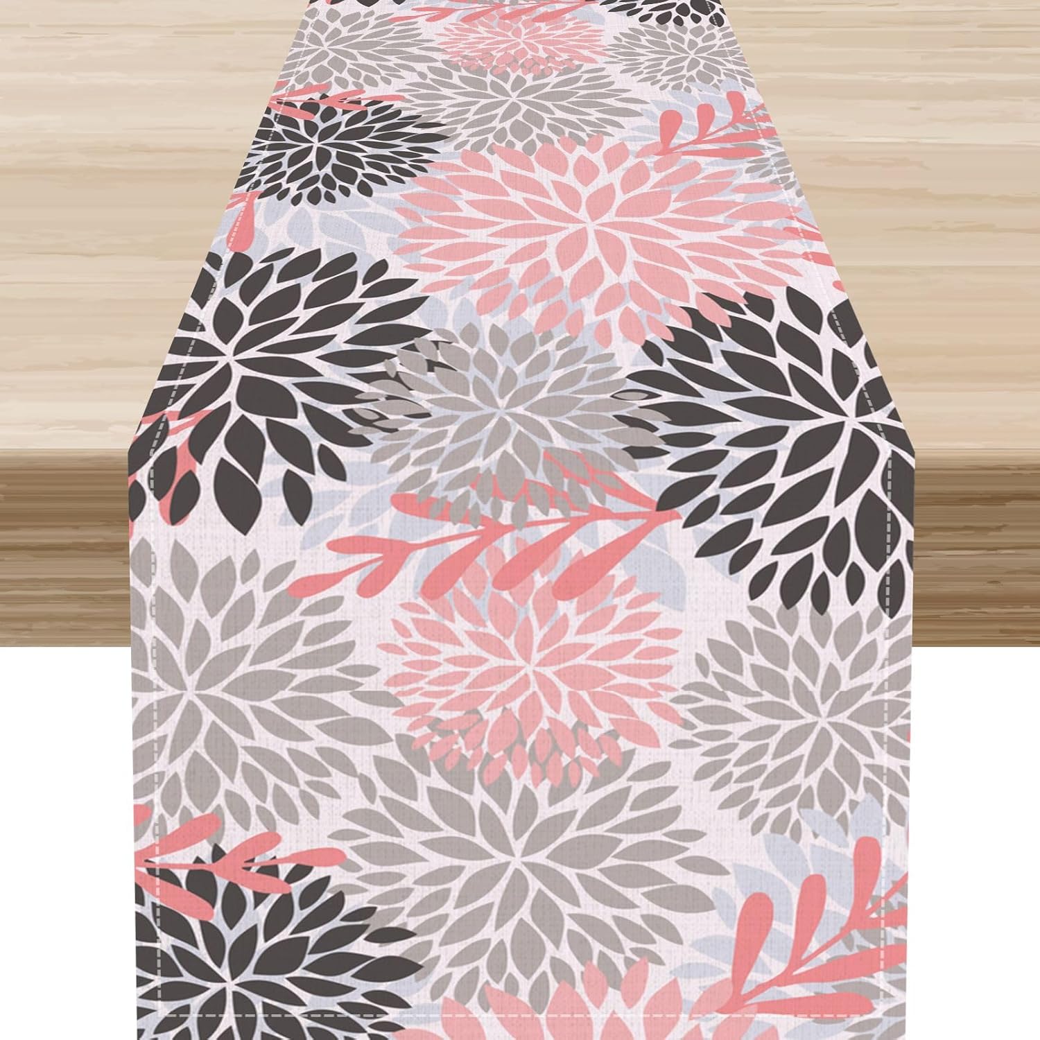 Boho Floral Table Runner, Vintage Moon Phase Hippie Astrology Moonlit Leaves Mystic Aesthetics Art Table Center Decor for Home Kitchen Dining Patio Holiday Party Table Decorations, 13"x108" Inch