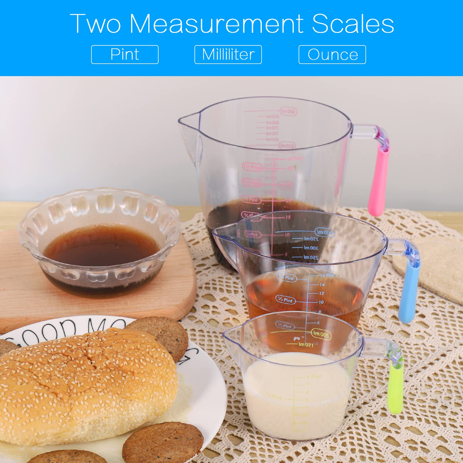 Set 3 Misurini Graduati In Plastica - 1000ml, 500ml, 250ml - Precisione Da Cucina E Laboratorio - Foto 11