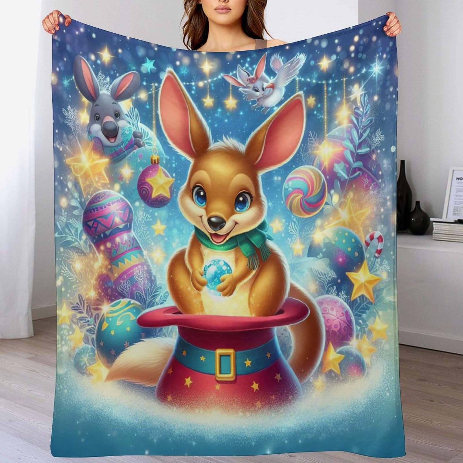 Jeté de canapé chaud et doux en flanelle - Plaid polaire kangourou moelleux