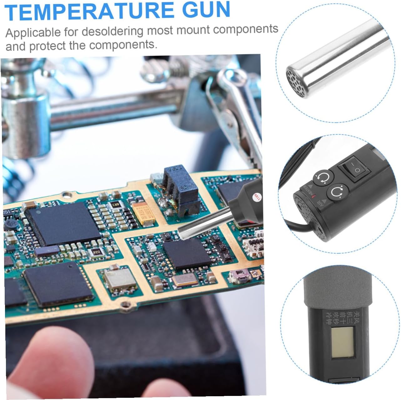 110v Portable Heat Gun Soldering Station Nozzles Kit Lcd Temperature Control Us Plug