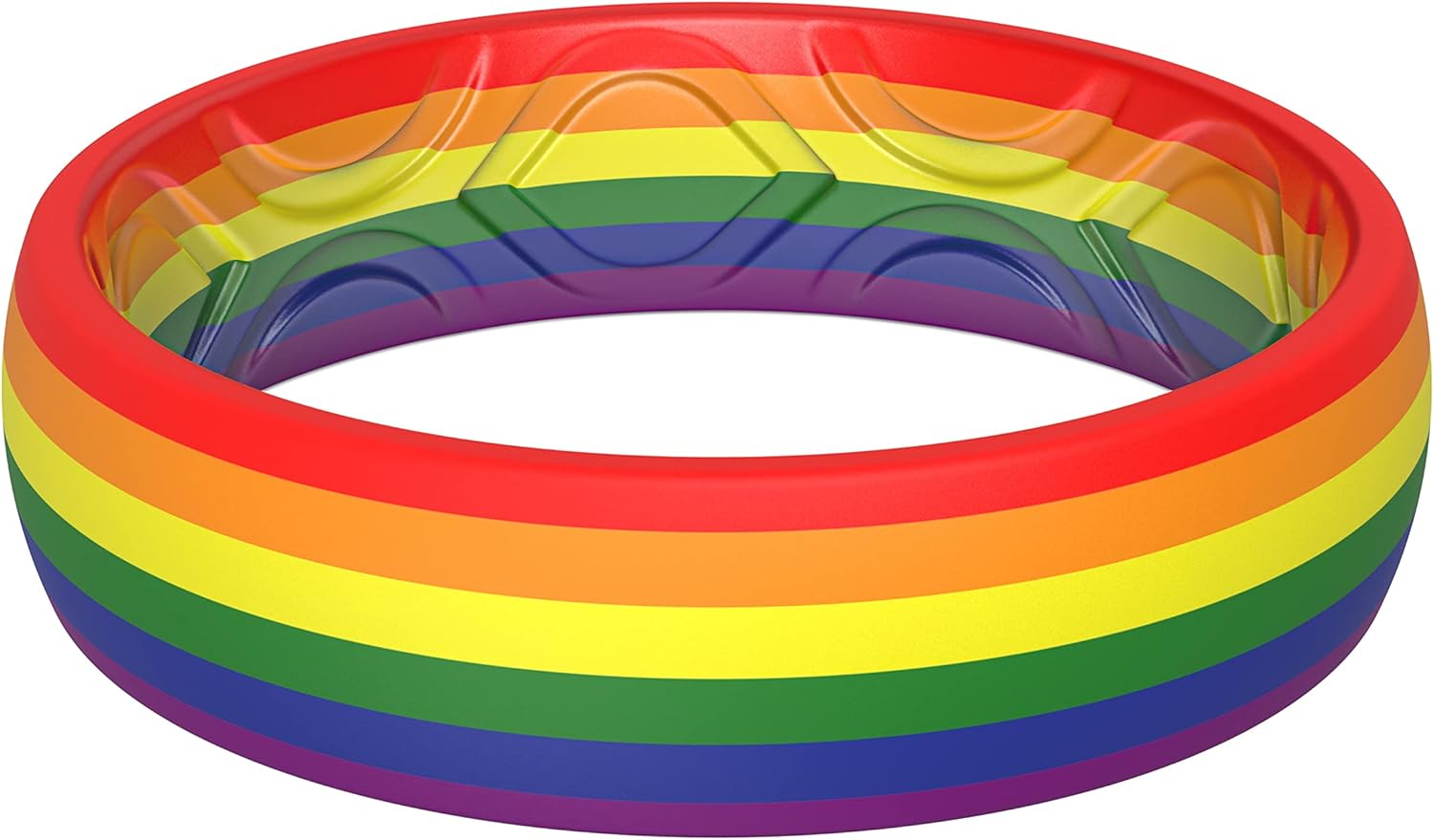 ThunderFit Silicone Rings Wedding Bands for Women, Printed Design, 1-Pack Breathable Rubber Engagement Bands, 5.5mm Wide, 1.9mm Thick