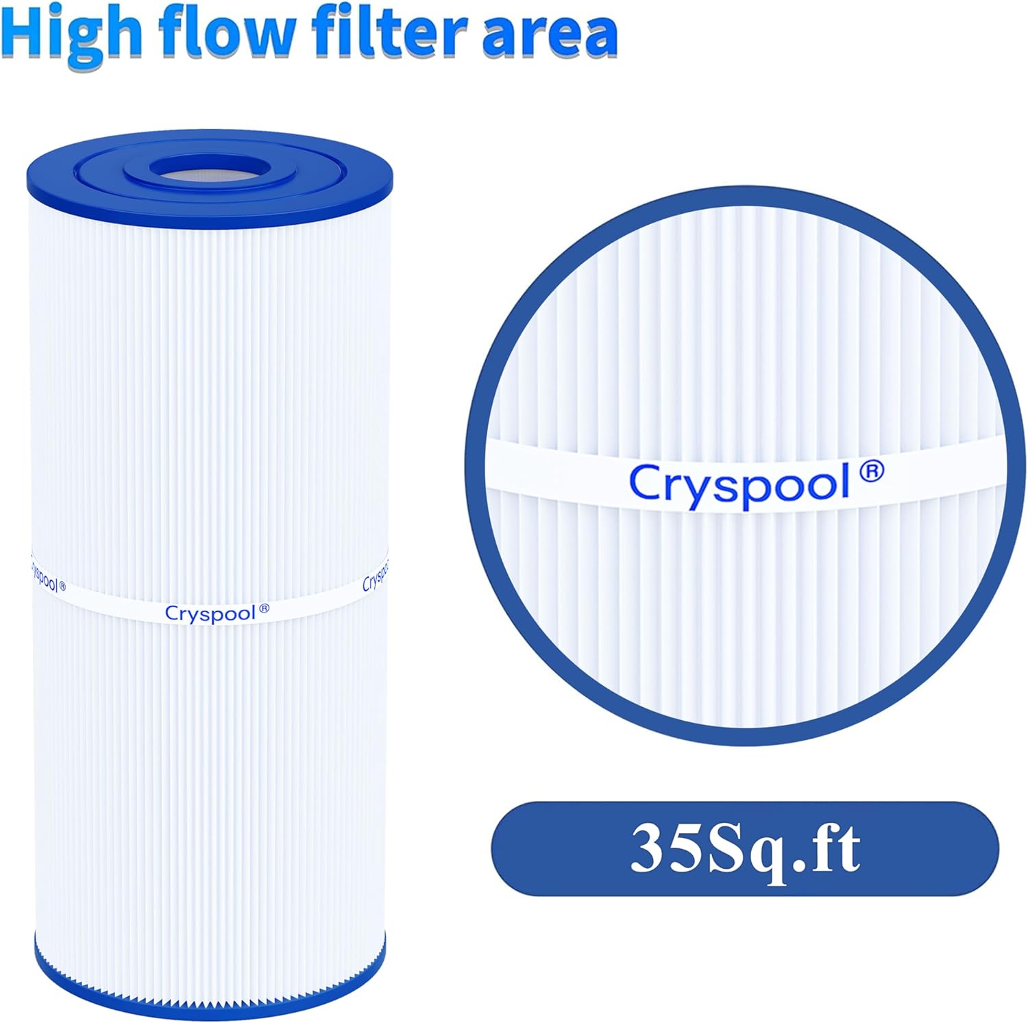 Cryspool® CRP35B Filter Compatible with Hot Springs Limelight Hot Tub, 2018+Pulse, Flash, Flair, Prism, Beam-78161, Watkins 1642301-1, 78161, 78286, 35 Sq. Ft Spa Filter Cartridge, 2 Pack - Image 6