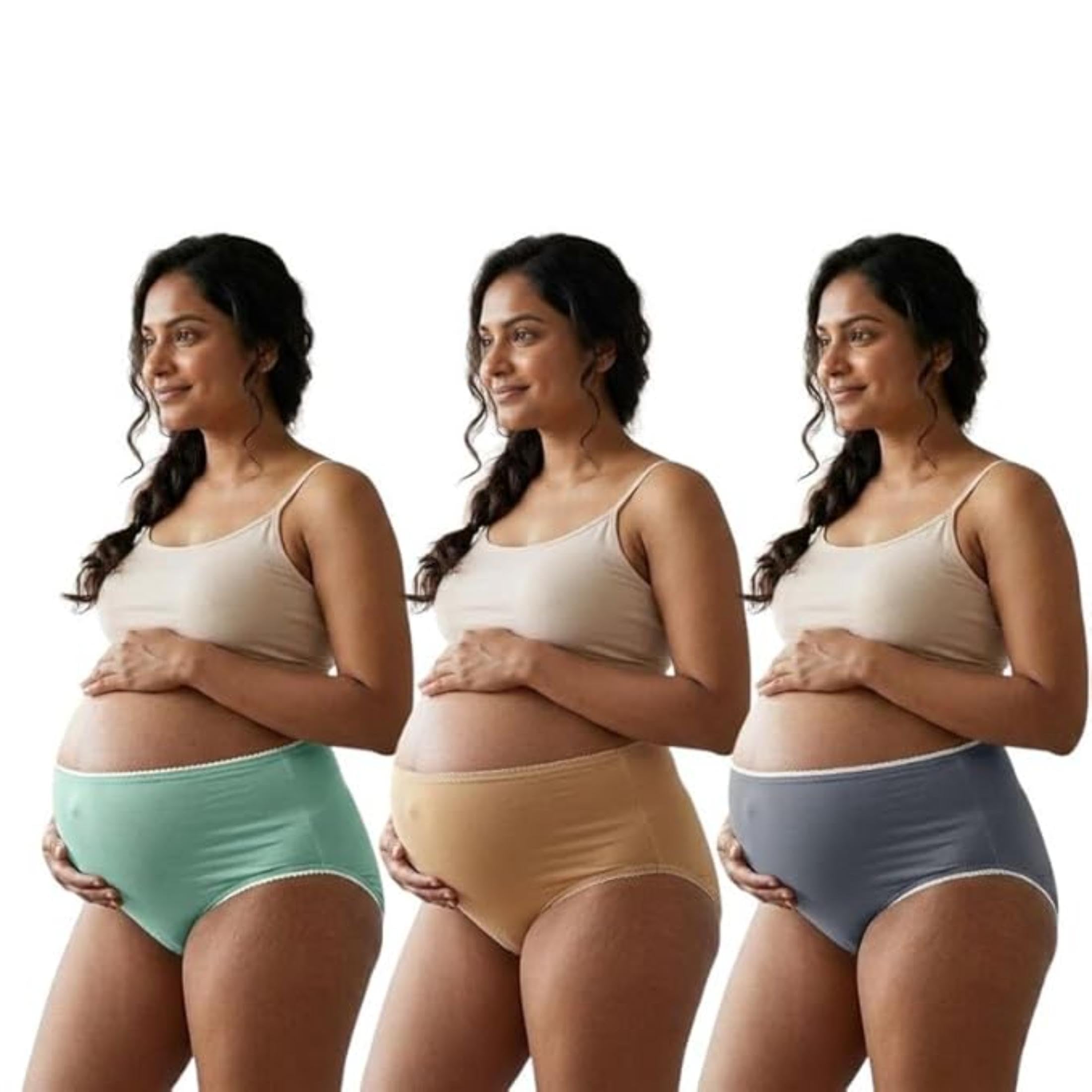 Women's Maternity Cotton Panties Pack of 3 |High Waist Pregnancy Briefs |Soft Stretch Breathable Maternity Underwear |Comfortable Over Belly Innerwear |Multicolour--image-22