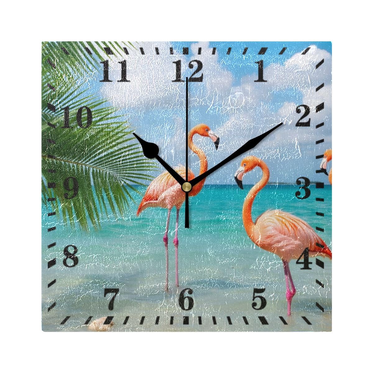Horloge murale flamant rose sans bruit pour salon et bureau calme