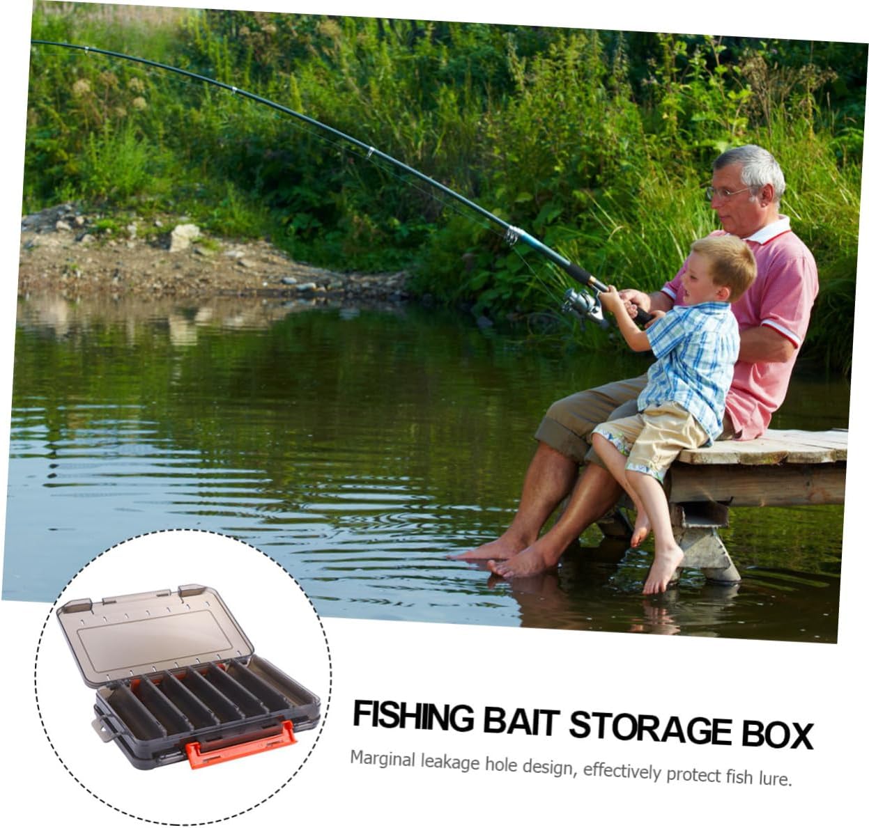 Toddmomy 1Pc Fishing Bait Storage Box Double Sided Translucent Case for Durable Fishing Accessories Black Buckle Color Color