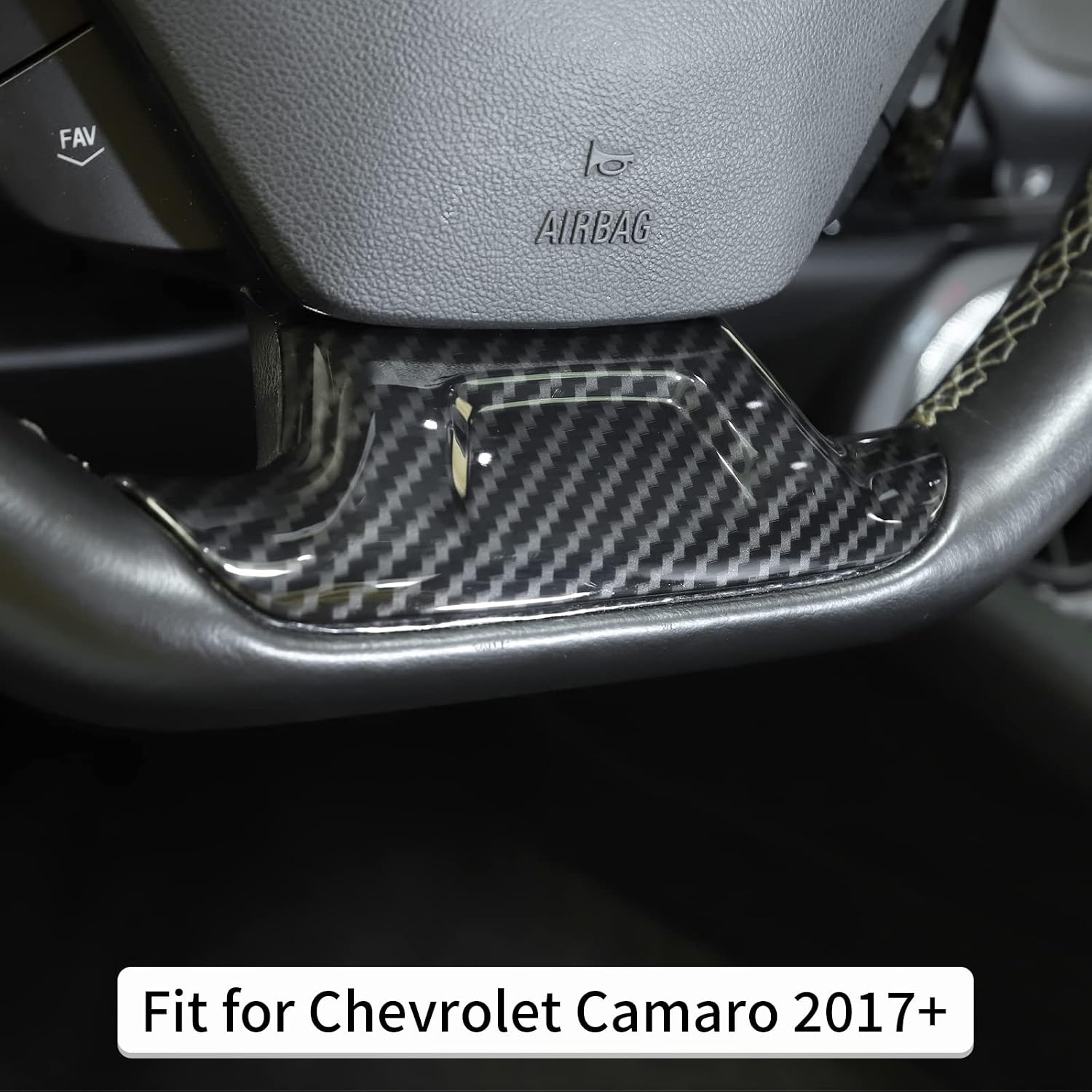 Carbon Fiber Steering Wheel Trim Cover Decoration Interior Accessories for Chevrolet Camaro 2017-2022