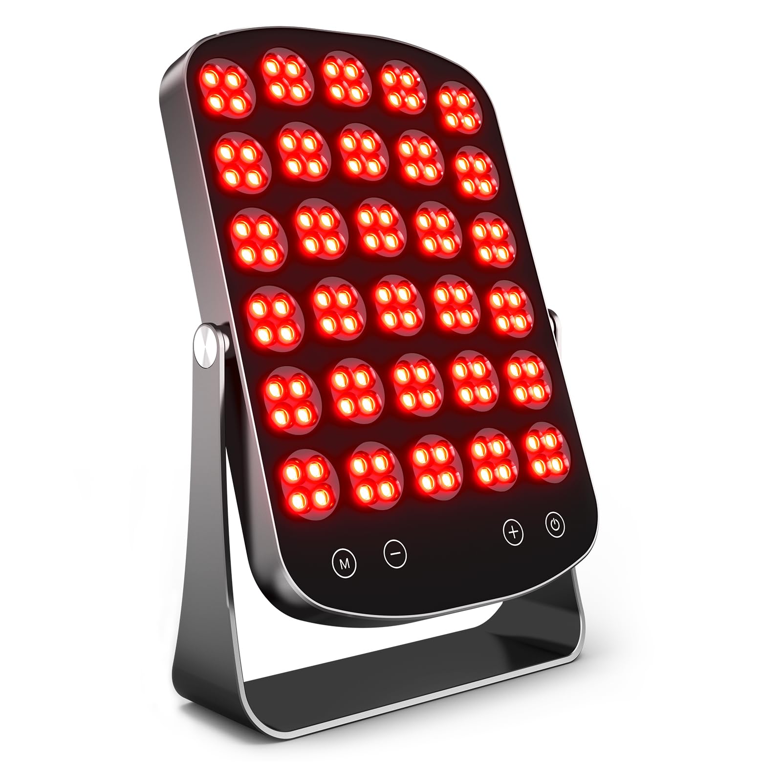 Morfone 2-IN-1 Rotlichtlampe & Schminkspiegel, (460/590 / 660 / 850nm) 4 Wellenlänge Infrarotlampe, 120 LED & 4 Modi & 3 Helligkeitsstufen Tragbare Rotlicht Panel mit Schutzbrille