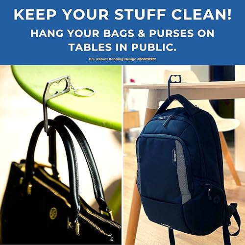 Miniatura 2 de Touchkey y gancho para bolso, herramienta de apertura de puerta sin contacto, empujador sin contacto y colgador de bolso, soporte ergonómico para