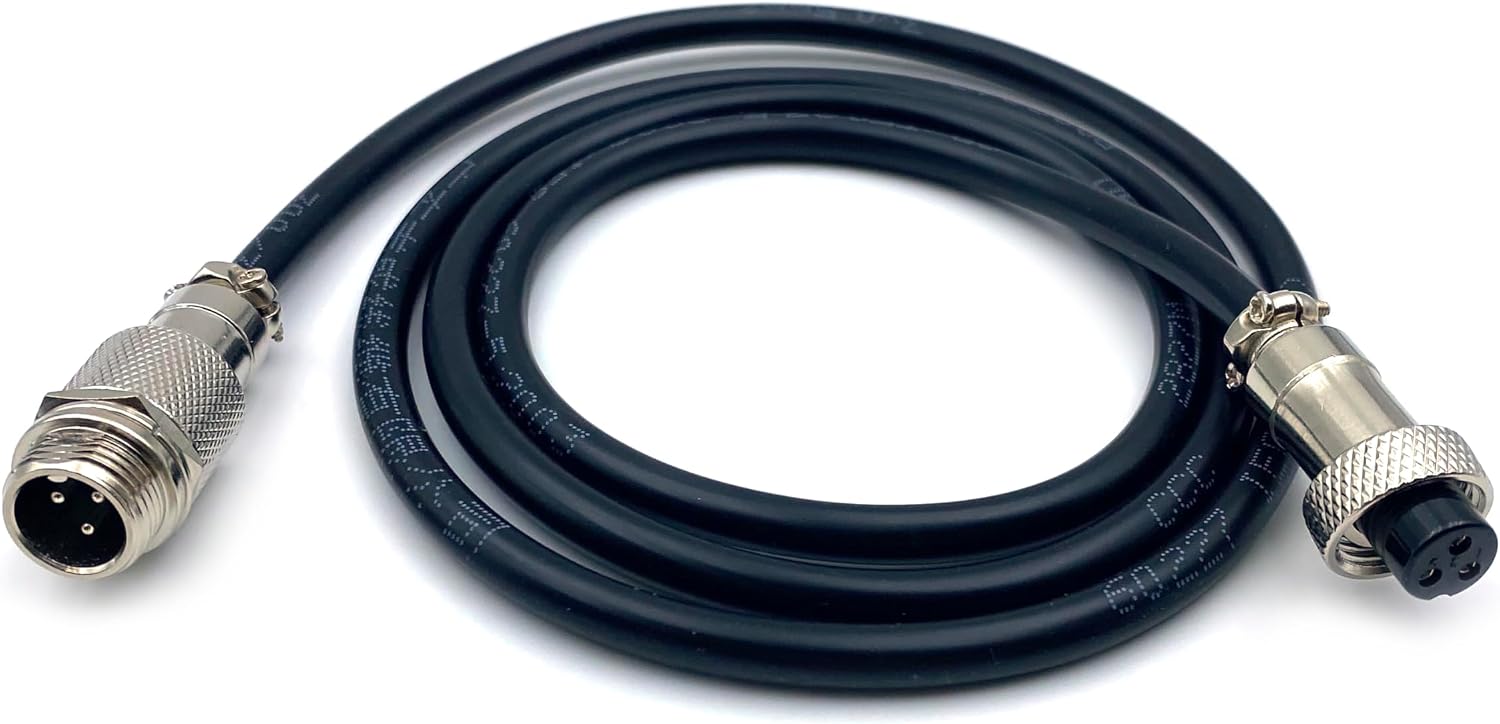 3.28 ft GX12 3 Pin Male to Female Cable, GX12 3Pins Female to Male Head Aviation Cordset Electrical Connector Panel Mount Circular Metal Adapter Cordset for Ships 5A 125V 20AWG (1meter)