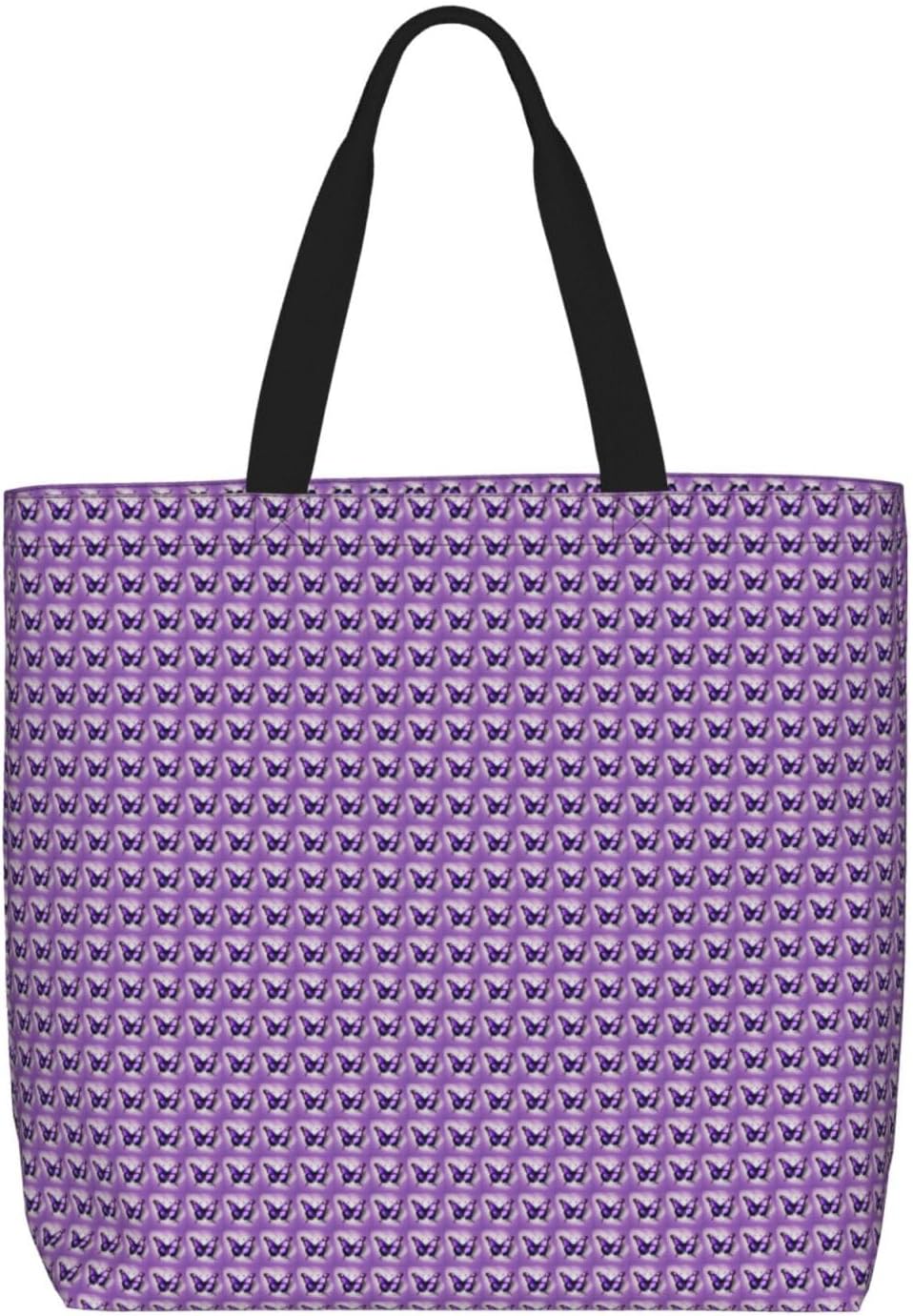 Purple Butterfly Print Print Eco-Friendly Tote Lightweight Grocery Bag Daily Commuting Travel Beach Gym Use