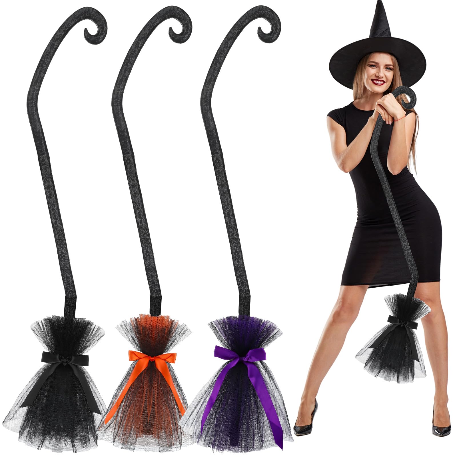 Amazon.com: Lenwen 3 Pcs Halloween Witch Broom Plastic Witch  display picture 3