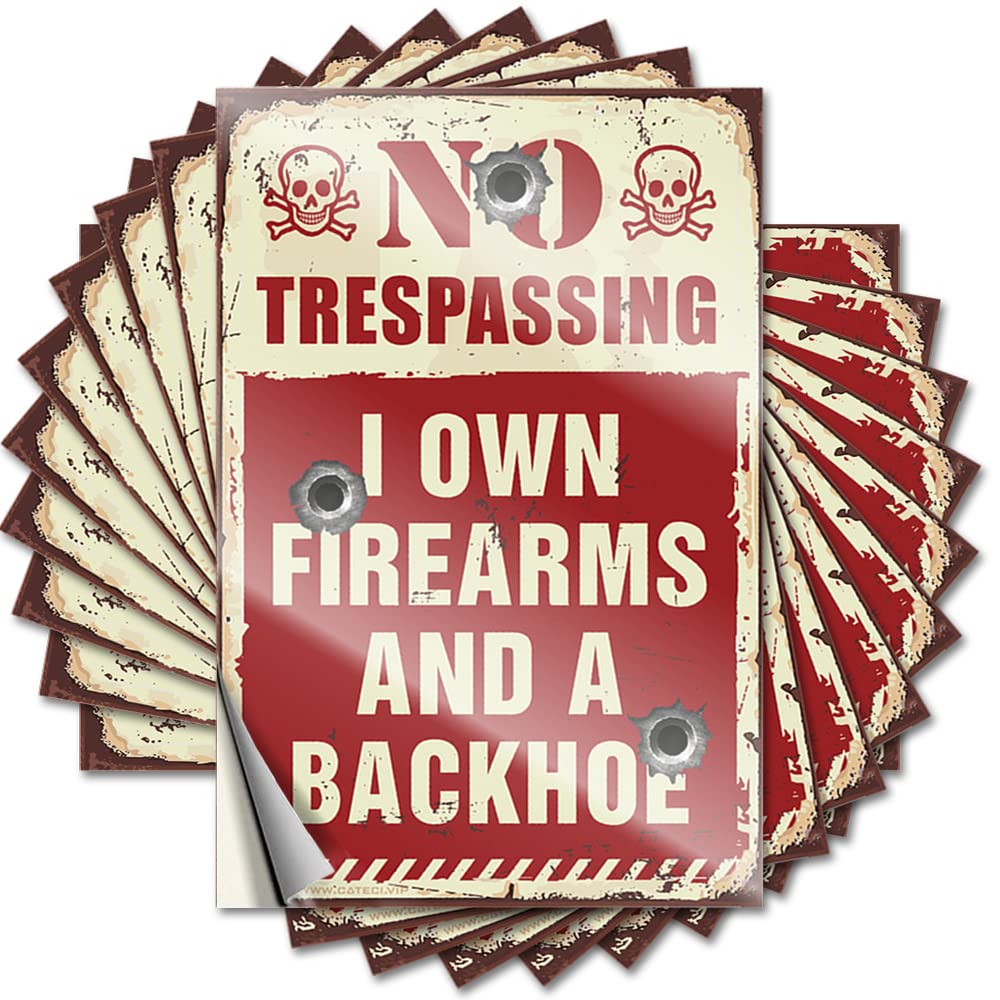 Decals No Trespassing I Own Firearms and A Backhoe for Car Funny & Kitchen - Magnetic Arch Wall Learner Driver Sign(20X30CM-1Pcs)