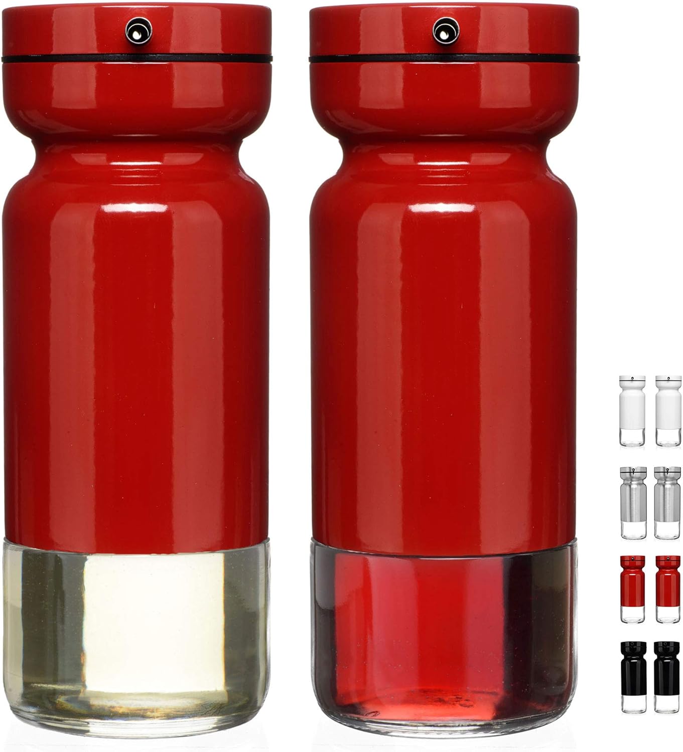 CHEFVANTAGE Olive Oil and Vinegar Cruet Dispenser Set with Elegant Glass Bottle and