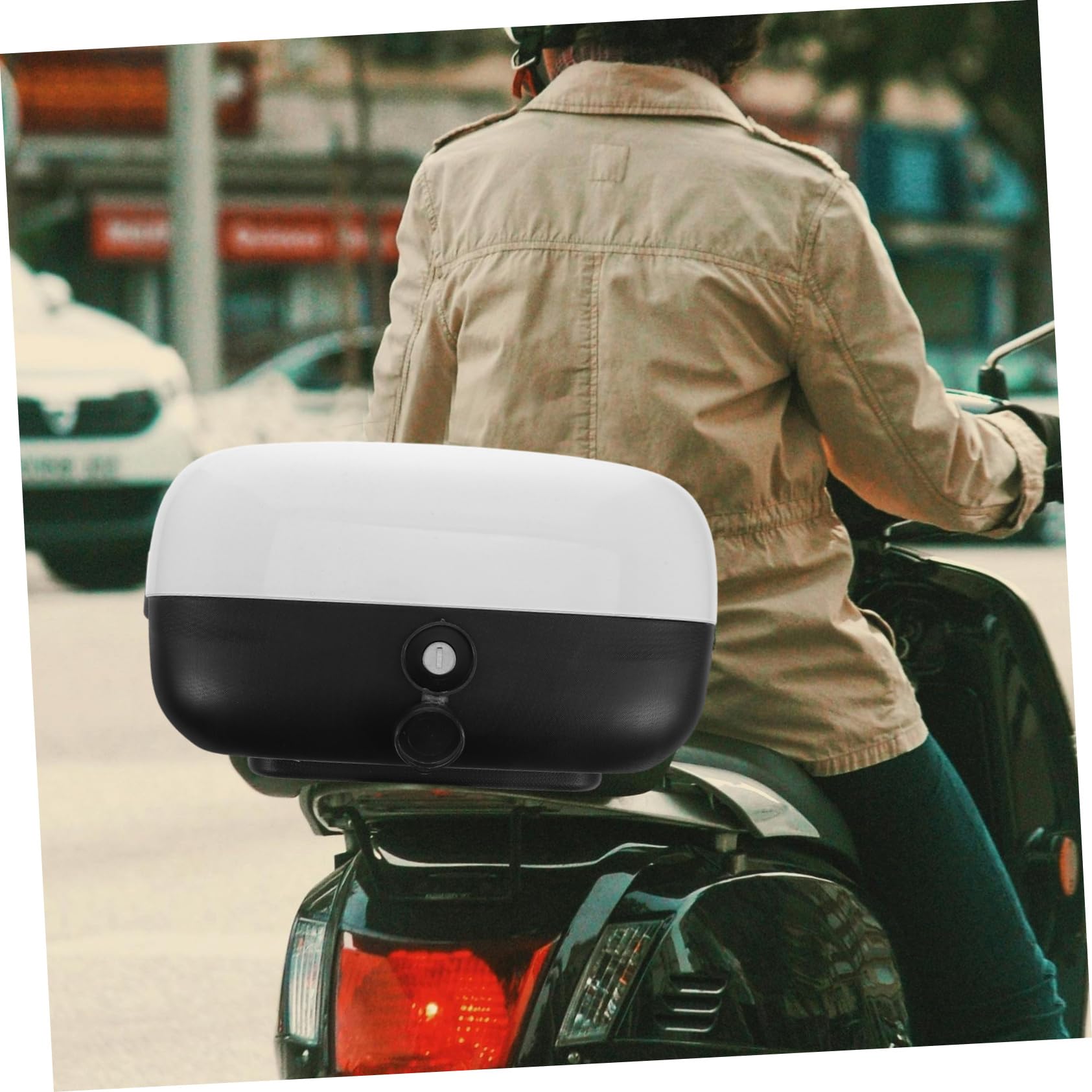 MAGICLULU Coffre Arrière De Étanche Top Case pour Scooter Électrique Coffre De Rangement pour Et Blanc