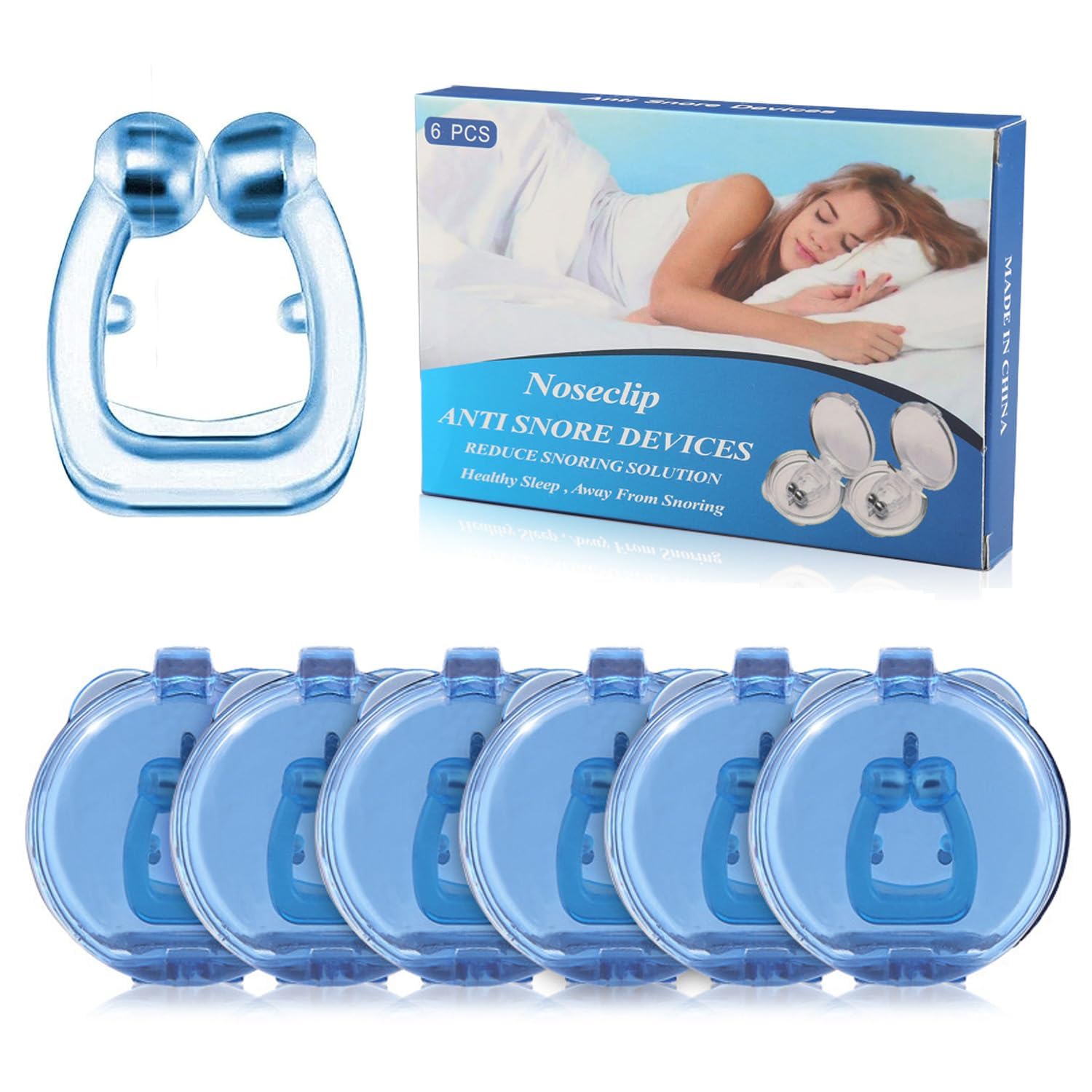 Lonimia Six Pieces of Comfortable Nasal Dilators to Reduce Snore for Better Sleep: Silicone Magnetic Anti-Snore Nose Clip, Snore Stopper, and Comfortable Nasal Dilators