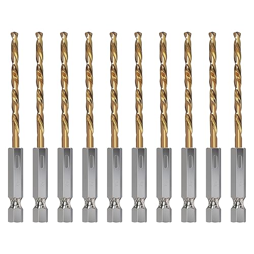 Miniatura 12 de Juego de brocas métricas HSS de 10 piezas, vástago hexagonal de 1/4 de pulgada, 0.177 in, chapado en titanio, de acero y madera, PVC, diseño