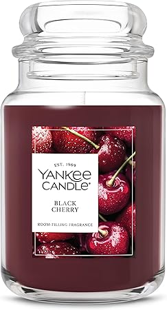 Yankee Candle Large Jar Scented Candle with up to 150 Hour Burn Time, Premium Plant Wax Blend for Consistent Burn, 22 oz Jar Candle with Room Filling Fragrance, Black Cherry
