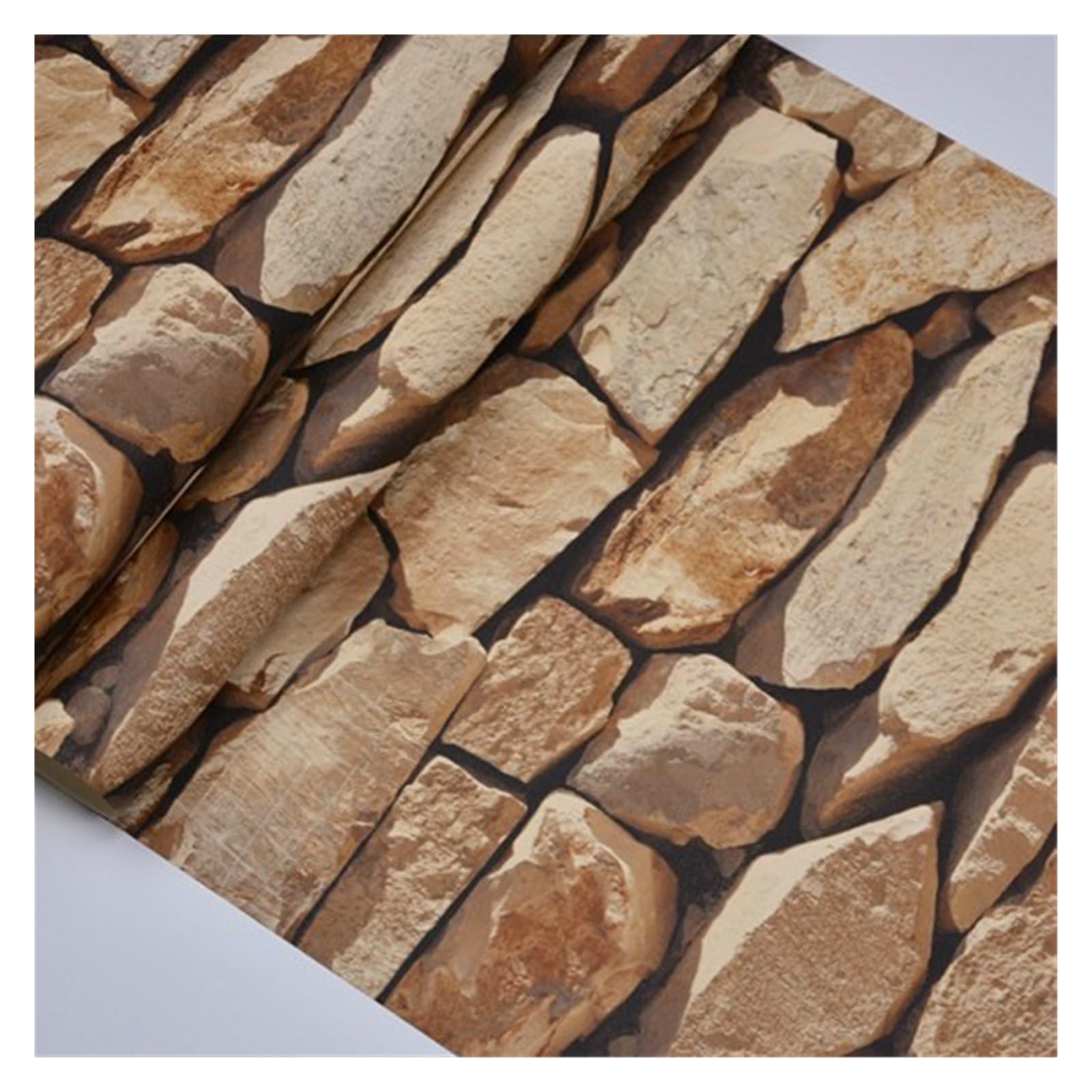Wwpmnqd 0.53*9.5M Wallpaper Retro 3D Three-Dimensional Stone Cultural Wallpaper Coffee Shop Bar Living Room Brick Pattern For Living Room(Color02)