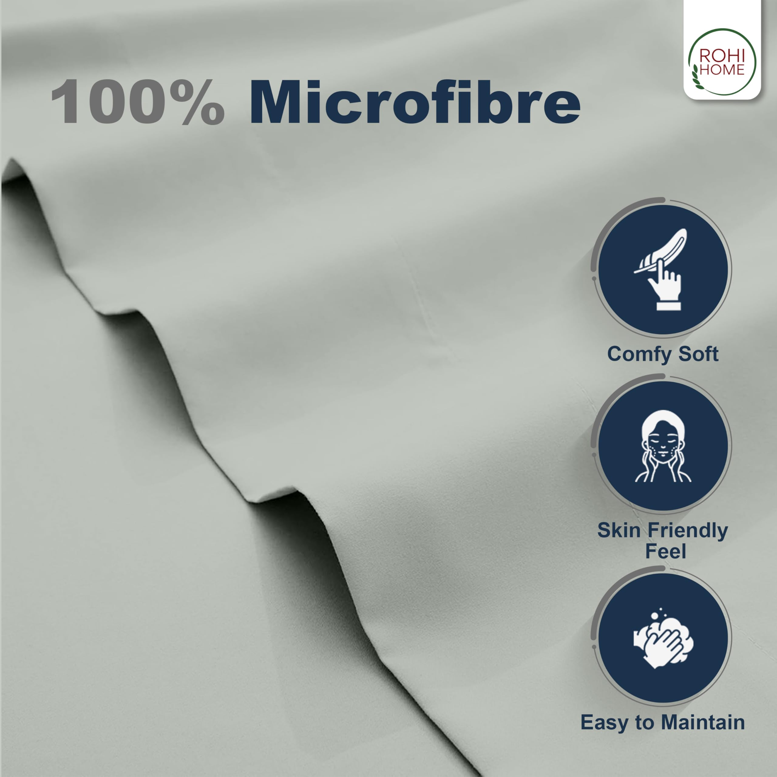 Rohi Microfibre Single Flat Sheet Duck Egg, Comfy Soft & Breathable Flat Bed Sheet - Image 3