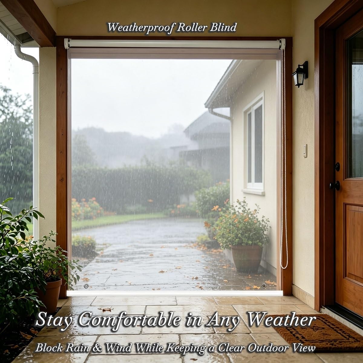 Generico Tenda Rullo PVC Trasparente Esterno Impermeabile pergola | Tenda rullo termica trasparente per pergola 80/120/180/220 cm, facile montaggio, antivento(B150xH250cm)