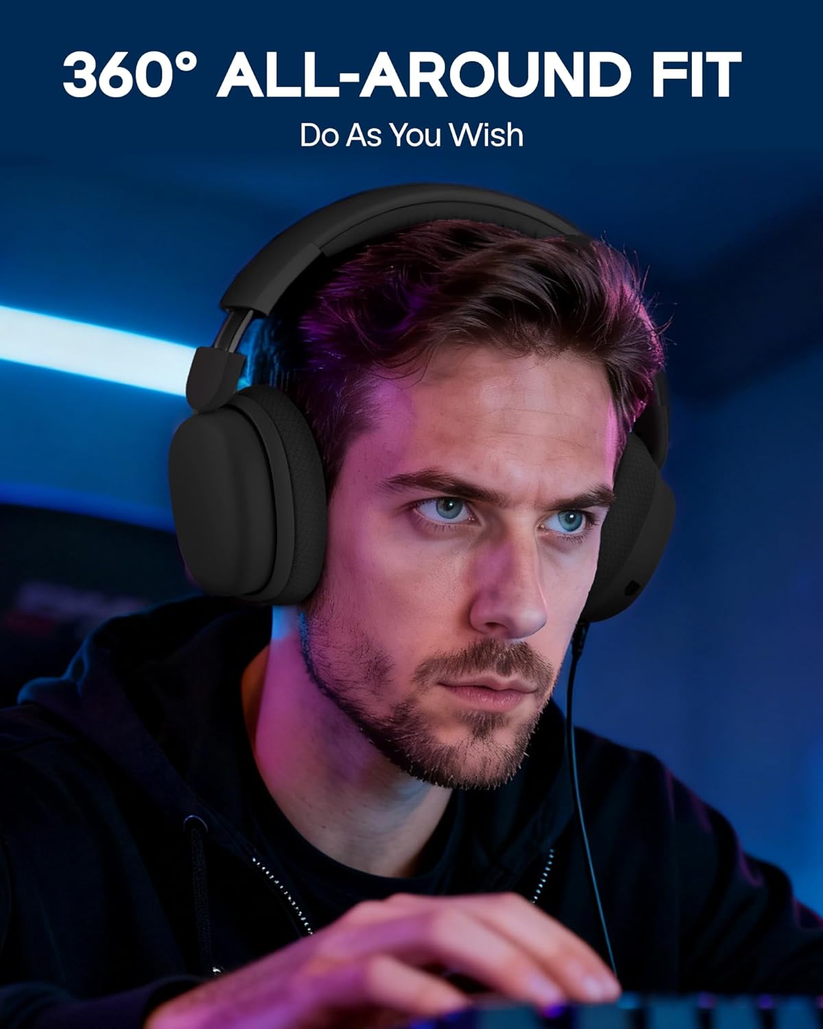 EPOMAKER X Aula G7 Pro Wireless Gaming Headset, Dual Mode BT5.3 & 2.4GHz, 7.1 Surround Sound, 80+ Hour Battery, RGB Light, with Noise Canceling Mic for PS5, PS4, Switch, PC (Black) - Image 5