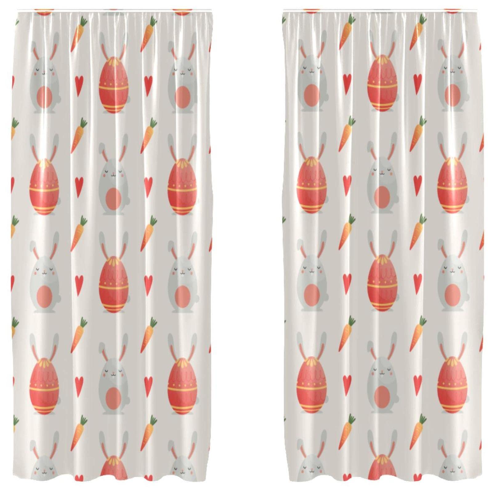 Rideaux occultants bloquant la lumière du jour en tissu microfibre souple motif œuf et lapin