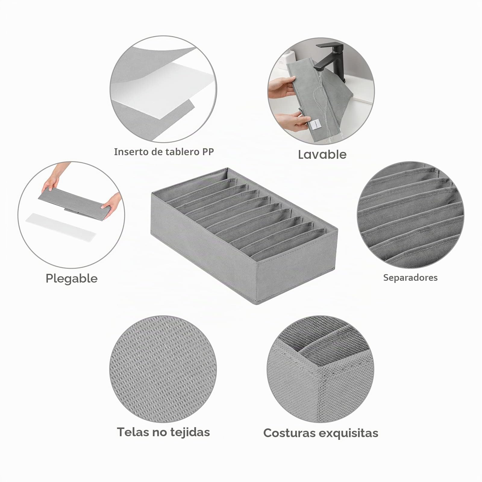 Paquete de 4 organizadores de cajones de camisetas para ropa, 10 compartimentos de rejilla, organizador de ropa, organizador de ropa lavable para ropa plegada, camisetas, leggings,