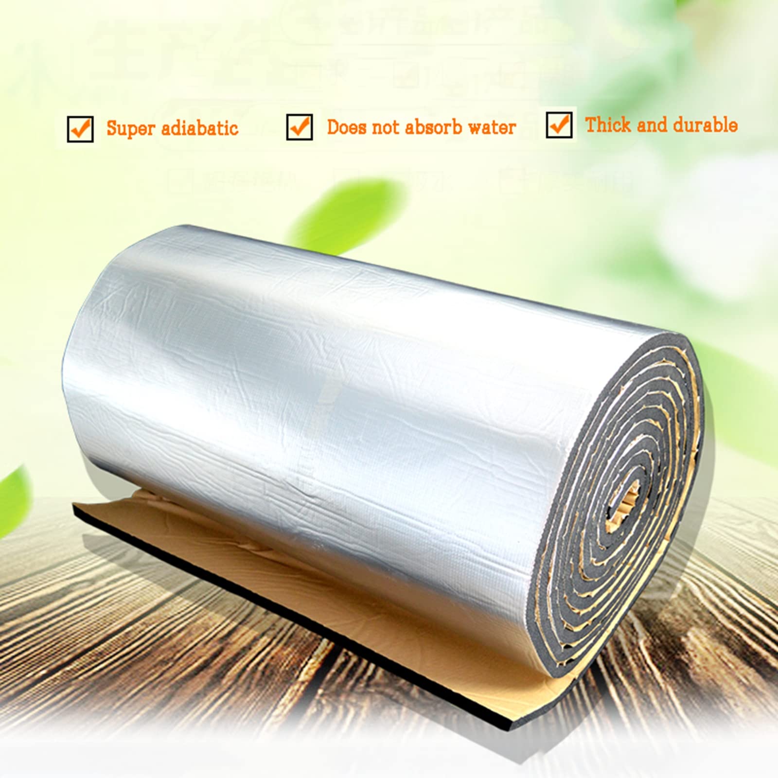 Stuoia Cotone Isolante Autoadesivo,Pannello Riflettente Termosifoni, Isolamento Termico Scudo Barriera Radiante, per Capannoni Tetto Loft Mansarda Camper Furgoni,10mm（THk）,1 * 2M(2m²)