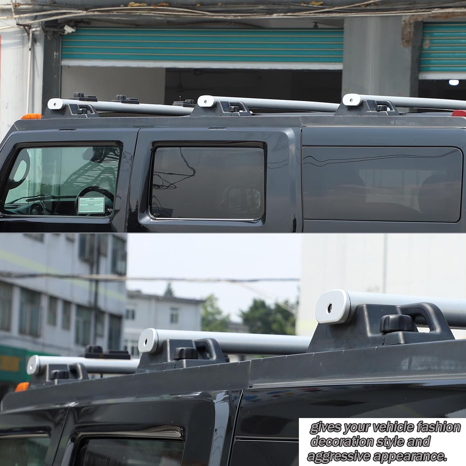 Lcojicep Roof Luggage Rack Cross Bars Keyhole Panel Trim Cover Frame Accessories Compatible with Hummer H2 2003-2009 Aluminum Alloy Car Roof Racks Cross Bars Keyhole Cover (6PCS)