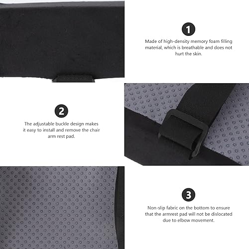 Miniatura 7 de Soporte ergonómico para brazo de escritorio, almohadillas ergonómicas de espuma viscoelástica para silla de oficina, fundas para reposabrazos para