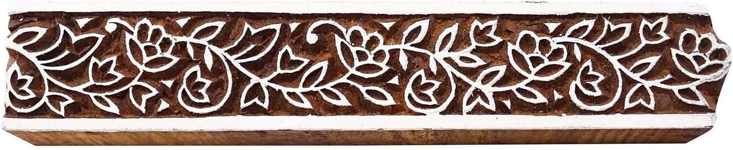 Wooden Handcarved Printing Block Floral Stamp Textile Block Print Stamps