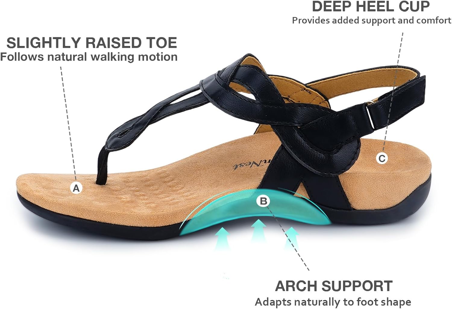 Women’s Orthopedic Arch Support Comfortable Walking Sandals, Orthotic Thong T-Strap Supportive Casual Flat Summer Sandals for Women