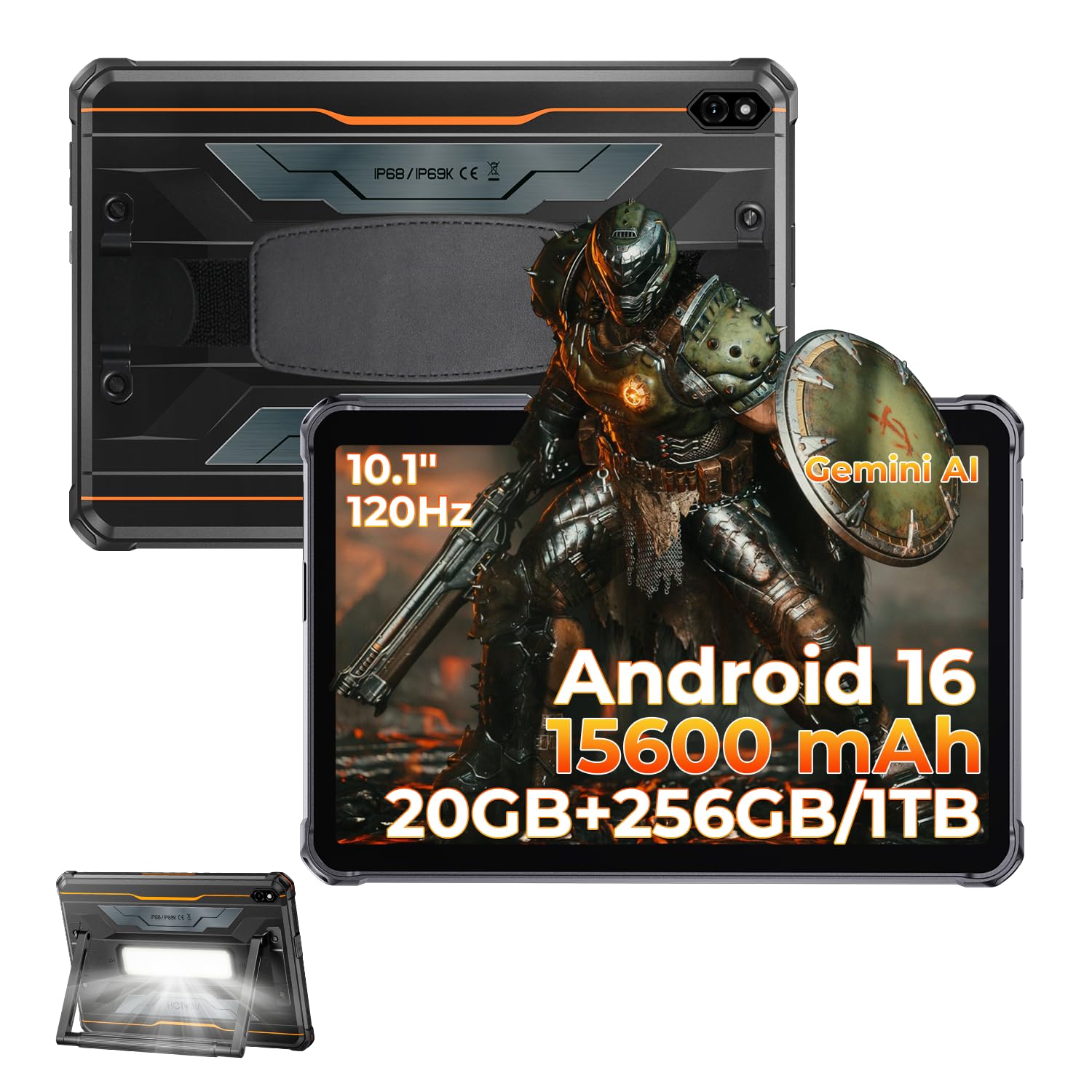 HOTWAV R7 Pro Rugged Tablet Android 16 Robusto Tablet 10.1 Pollici Tablet | 20GB+256GB/1TB TF Tablet Impermeabile, 15600mAh Robusto Tablet PC 20MP+5MP/Widevine L1/Dual SIM 4G/Face ID/Gemini AI