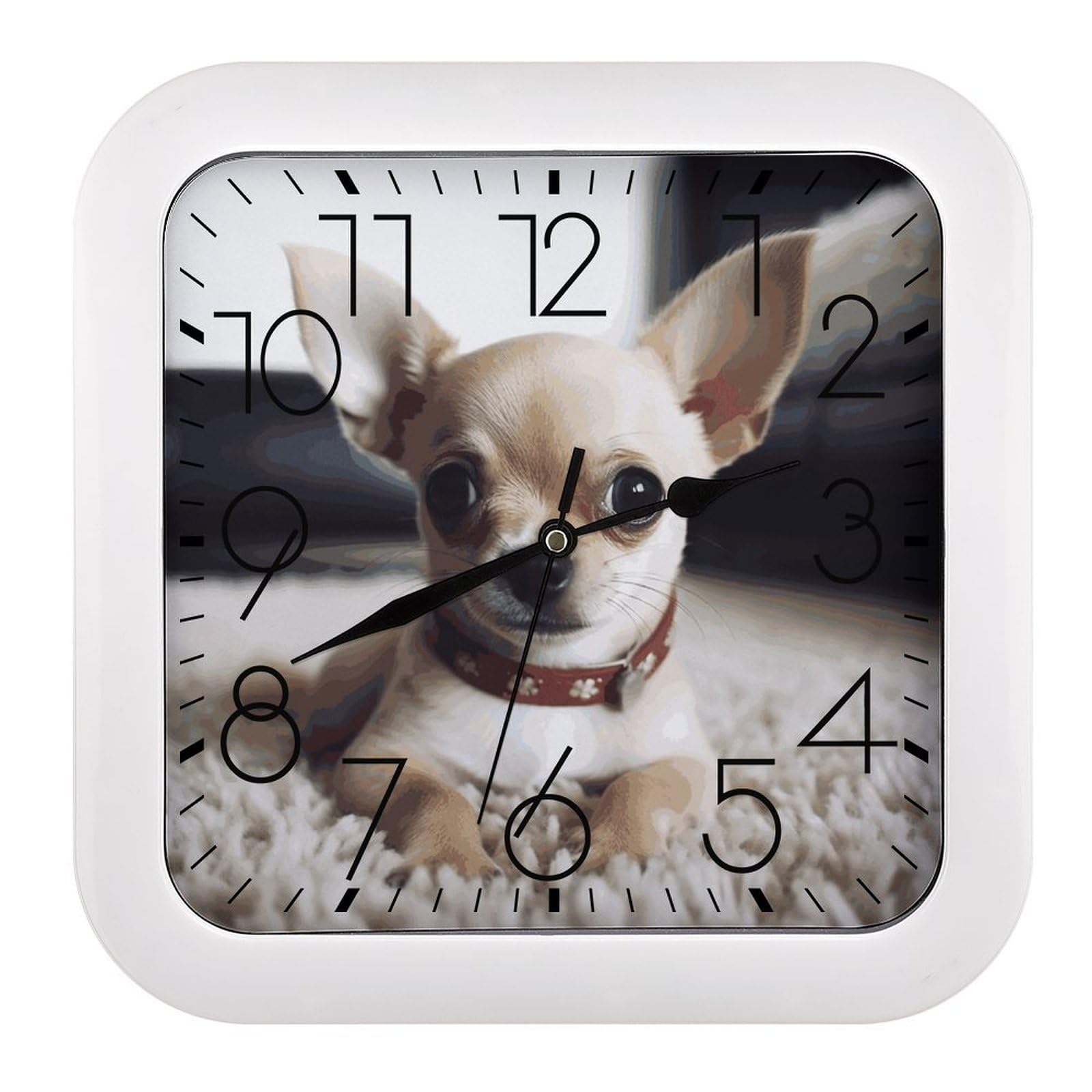 Horloge murale Chihuahua sans tic-tac pour retrouver le calme dans votre chambre