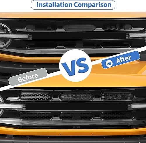 Miniatura 3 de JeCar Insertos de rejilla delantera, marco de rejilla de malla, accesorios exteriores compatibles con Ford Bronco 2021-2023, color negro