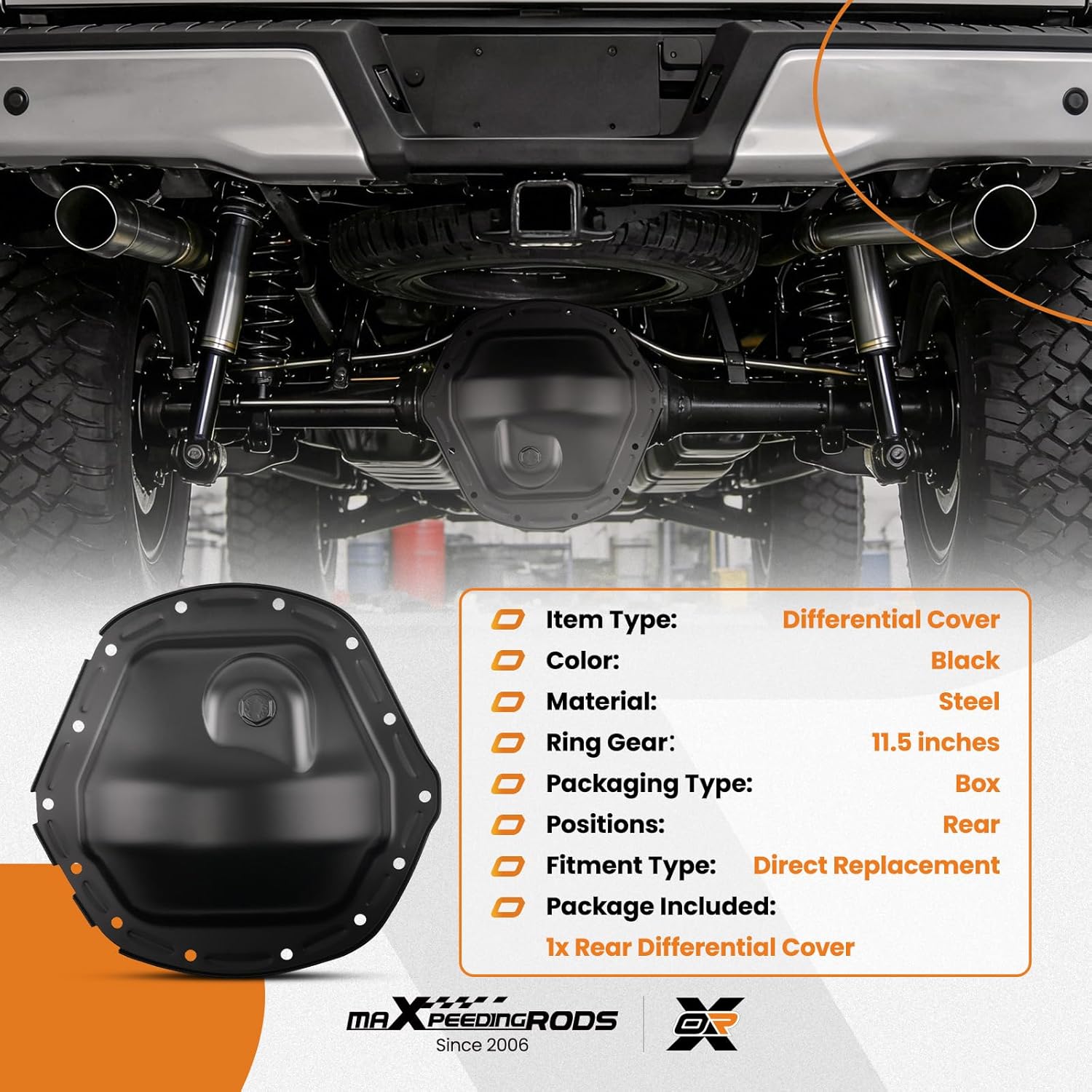 maXpeedingrods 697-712 Rear Differential Cover with 11.5" Gear for Chevrolet Silverado GMC Sierra 2500 3500 HD 2001-2011, Differential Cover Replaces 12471446