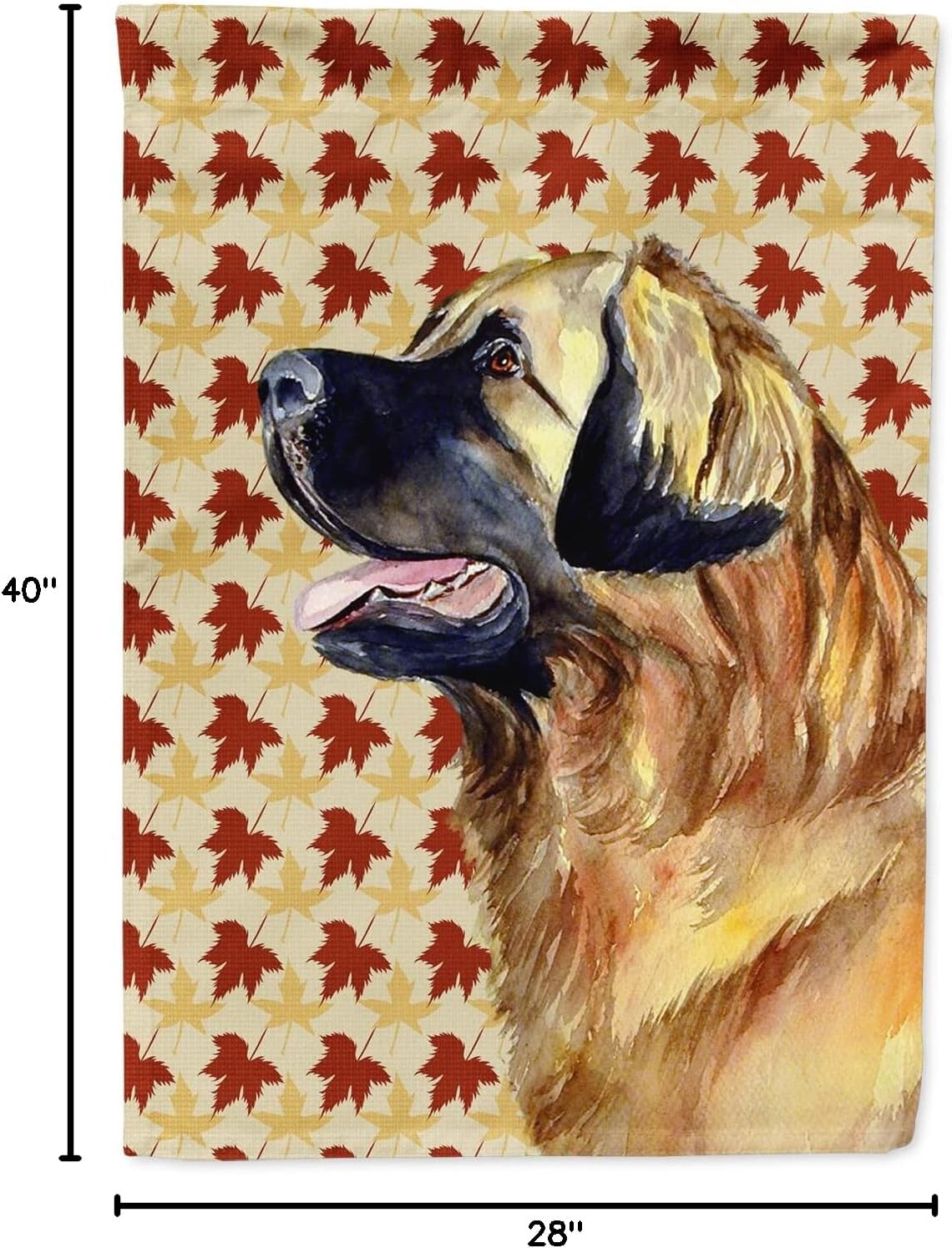Caroline's Treasures LH9123CHF Leonberger Fall Leaves Portrait House Flag Large Porch Sleeve Pole Decorative Outside Yard Banner Artwork Wall Hanging, Polyester, House Size, Multicolor