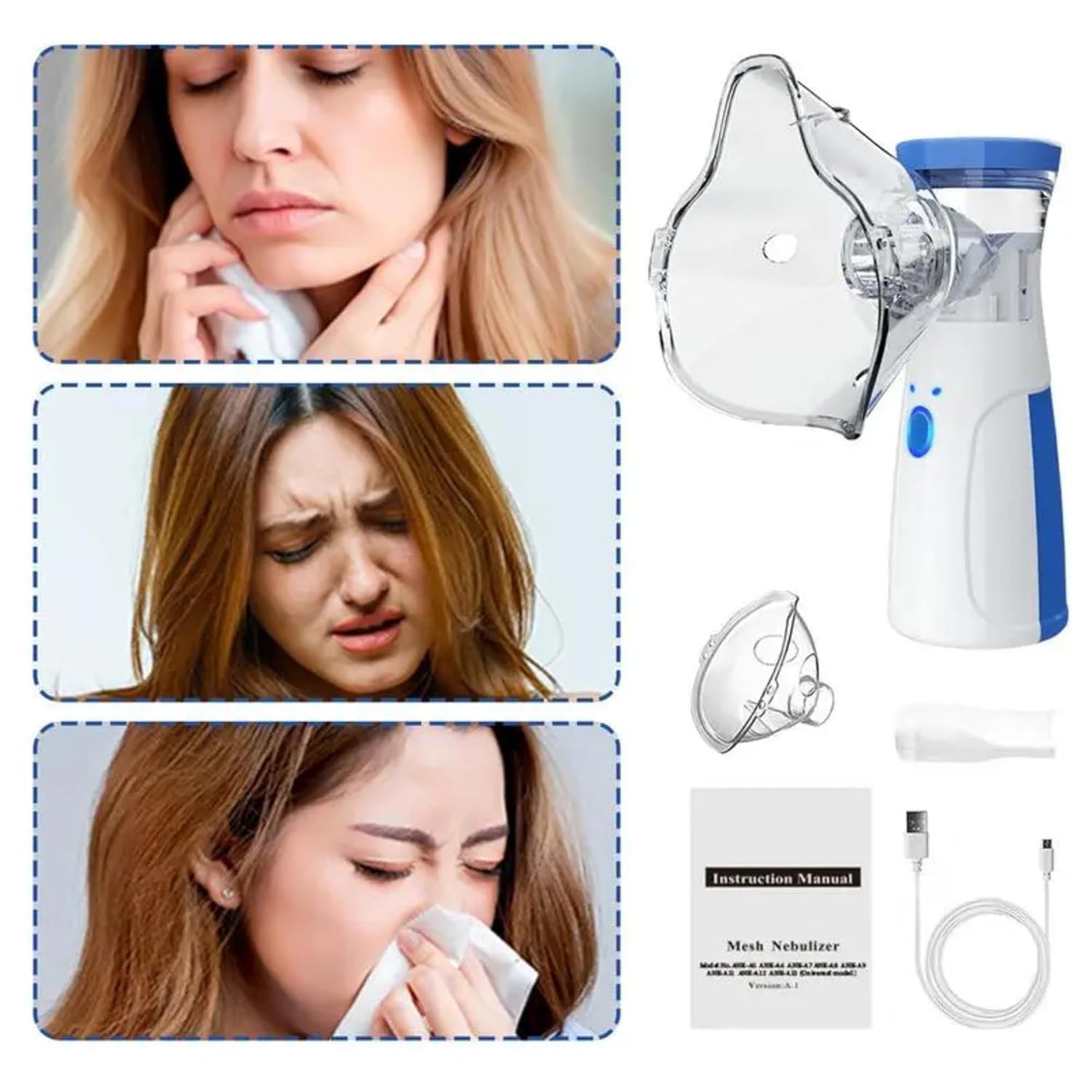 Brightzone portable nebulizer for traveling adults and children and domestic use, Aries nebulizer in hand Brightzone portable nebulizer for traveling adults and children and domestic use, Aries nebulizer in hand