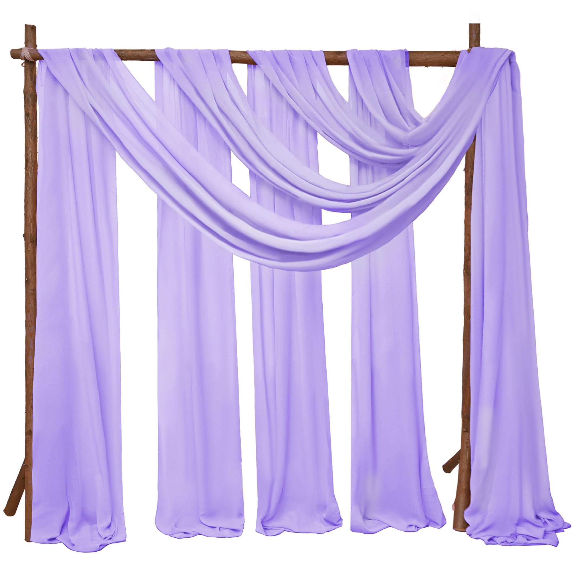 6 Panels Lavender Wedding Arch Drapery 28" x20Ft Wedding Arch Draping Fabric Chiffon Fabric Drape Sheer Backdrop Curtain for Weddings Party Swag