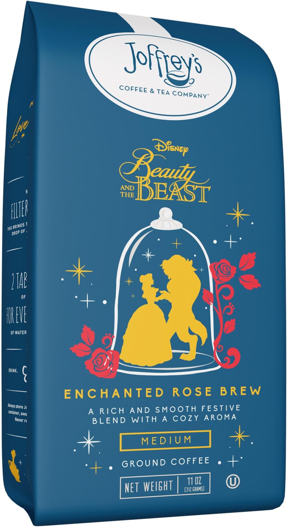 Joffrey's Coffee - Disney Beauty & The Beast Enchanted Rose Brew, Disney Specialty Coffee Collection, Arabica Ground Coffee, Artisan Medium Roast, Rich & Smooth Taste (Ground, 11oz)