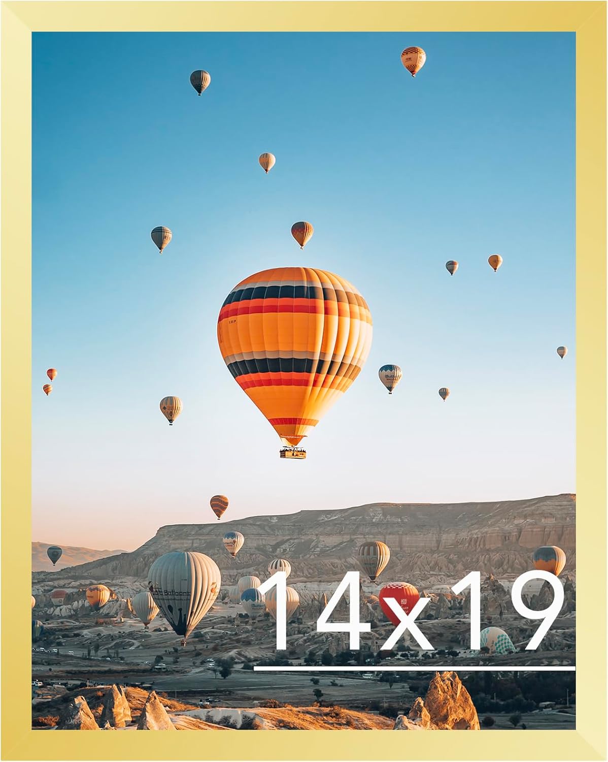 14x19 Picture Frame Gold for Poster Photo Picture, Horizontal and Vertical Formats for Wall Hanging, 14 x 19 Wall Gallery Poster Photo Frame with Shatter Resistant Plexiglass,Gold Gold 14x19 inch
