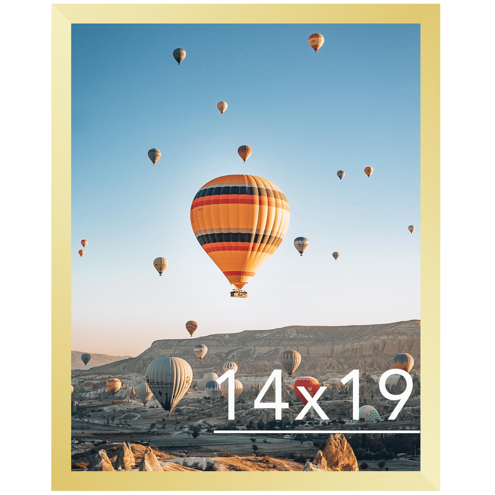 JCJMY 14x19 Picture Frame Gold for Poster Photo Picture, Horizontal and Vertical Formats for Wall Hanging, 14 x 19 Wall Gallery Poster Photo Frame with Shatter Resistant Plexiglass,Gold