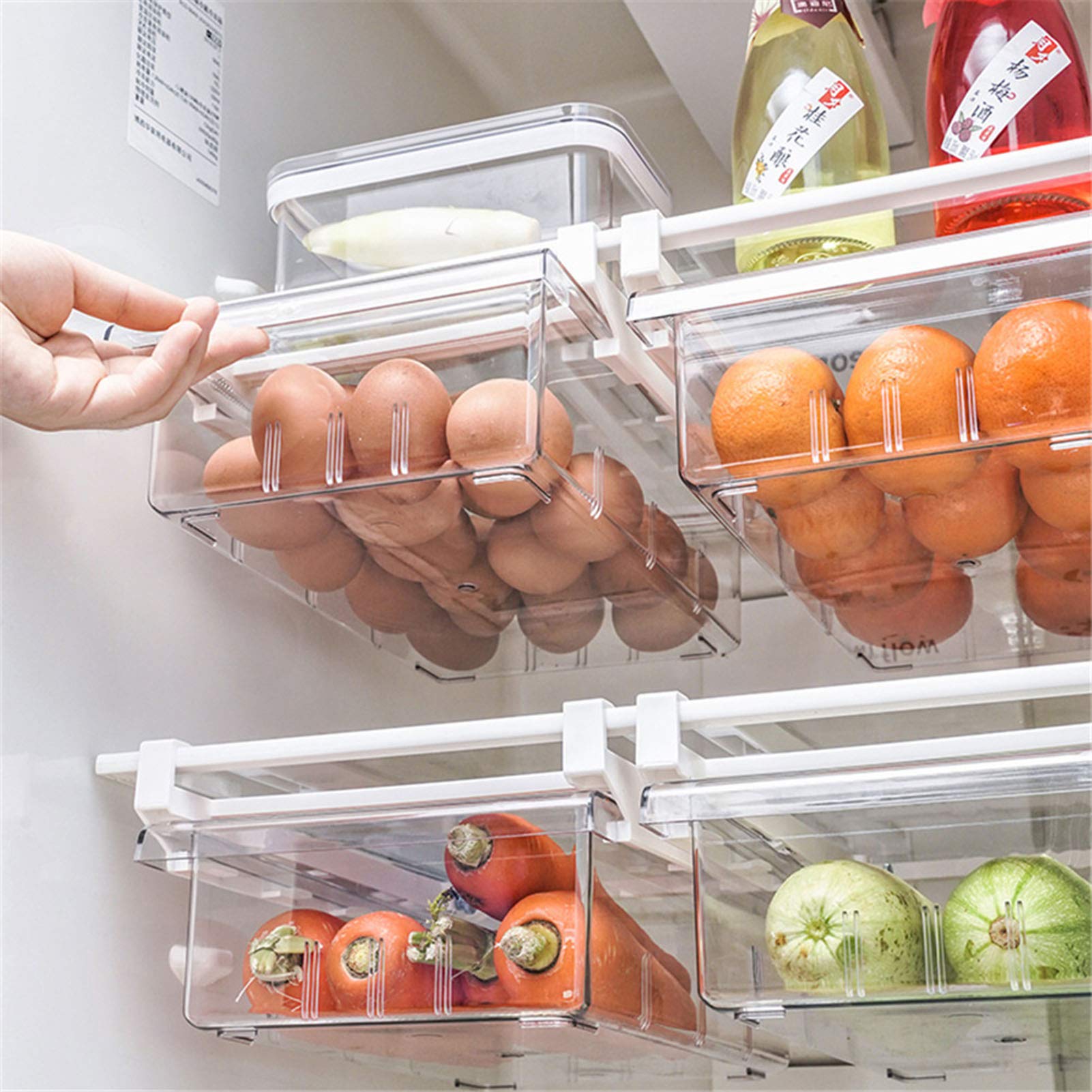 Organizer Per Frigorifero Impilabile 30,5x20x9,5 Cm Con Divisori 1/4/8 Scomparti E Maniglia