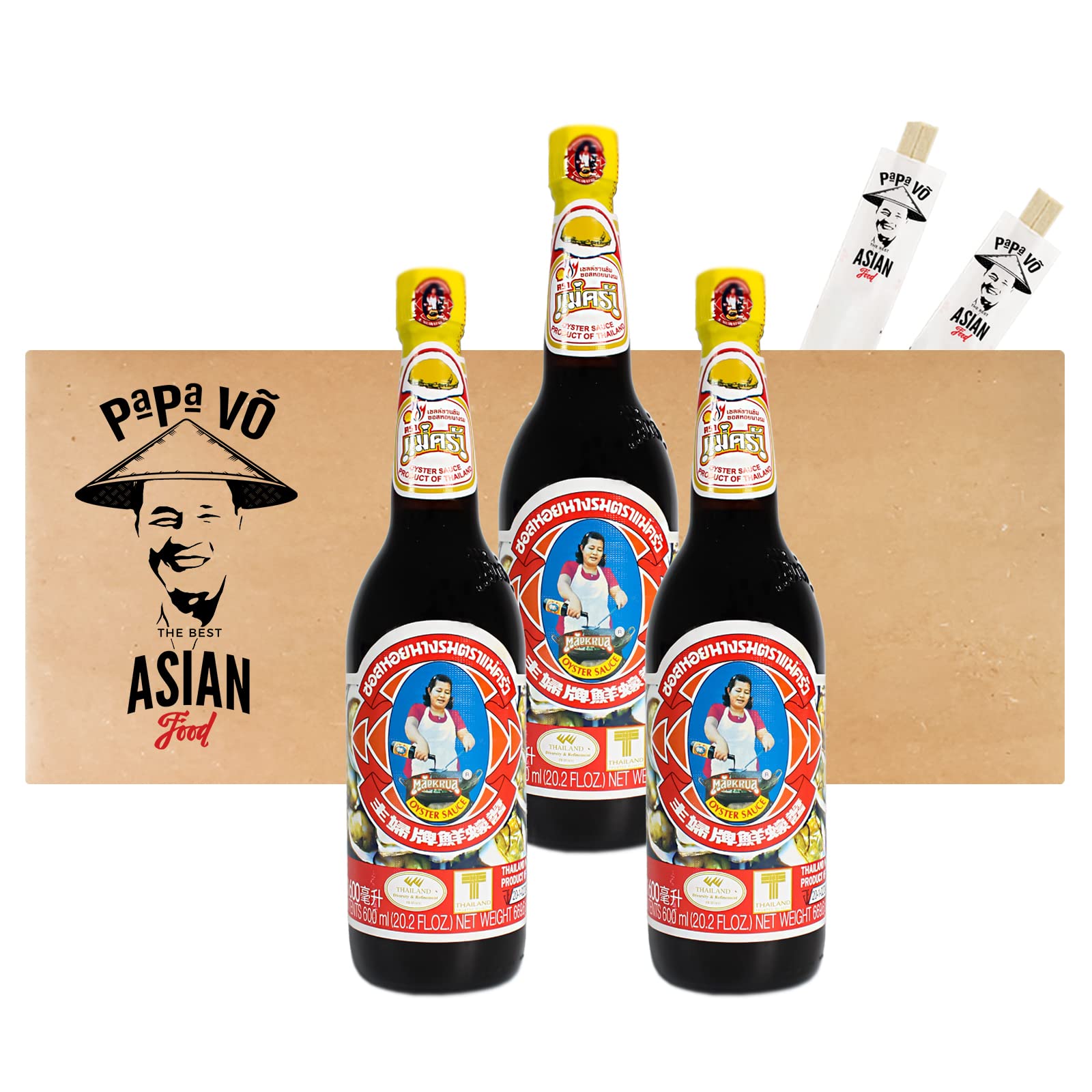3er Pack (3x600ml) Maekrua Oystersauce Dau Hao (Papa Vo®)