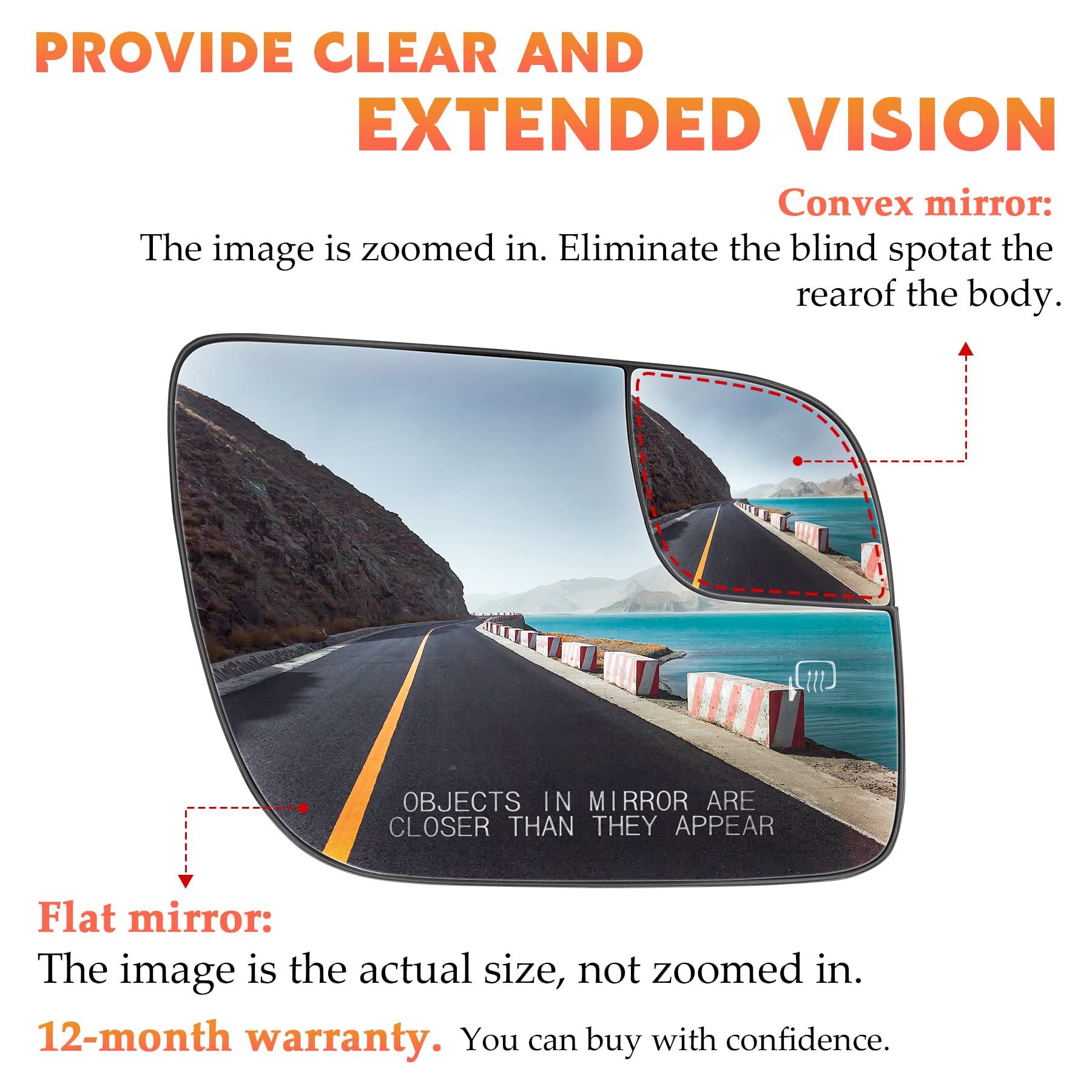 Amazon.com: Passenger Right Side Heated Mirror Glass Fits for Ford
