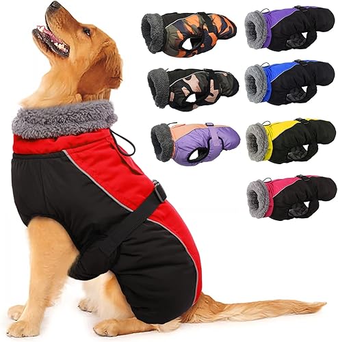IECOii Abrigo extracálido, chaqueta reflectante ajustable, abrigo de invierno suave de cuello alto grueso con hebilla para clima frío, para perros
