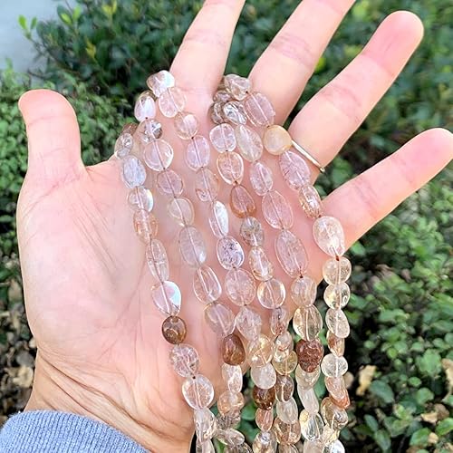 Miniatura 5 de Adabele GZ12-34 - 3 hebras de piedras preciosas curativas de cuarzo rutilado de cobre marrón natural de 0.315 in a 0.433 in, forma libre, cuentas