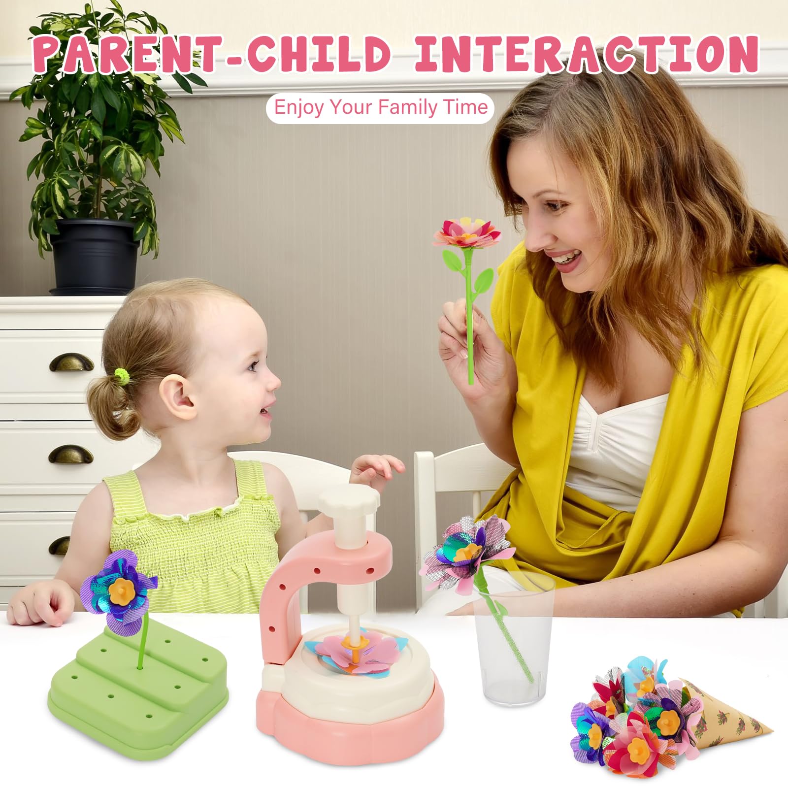 Ark miido Activité Manuelle Fille, Création Bouquet Fleurs avec Machine Fleurs Jouet Créatif pour Enfant 3 Ans+