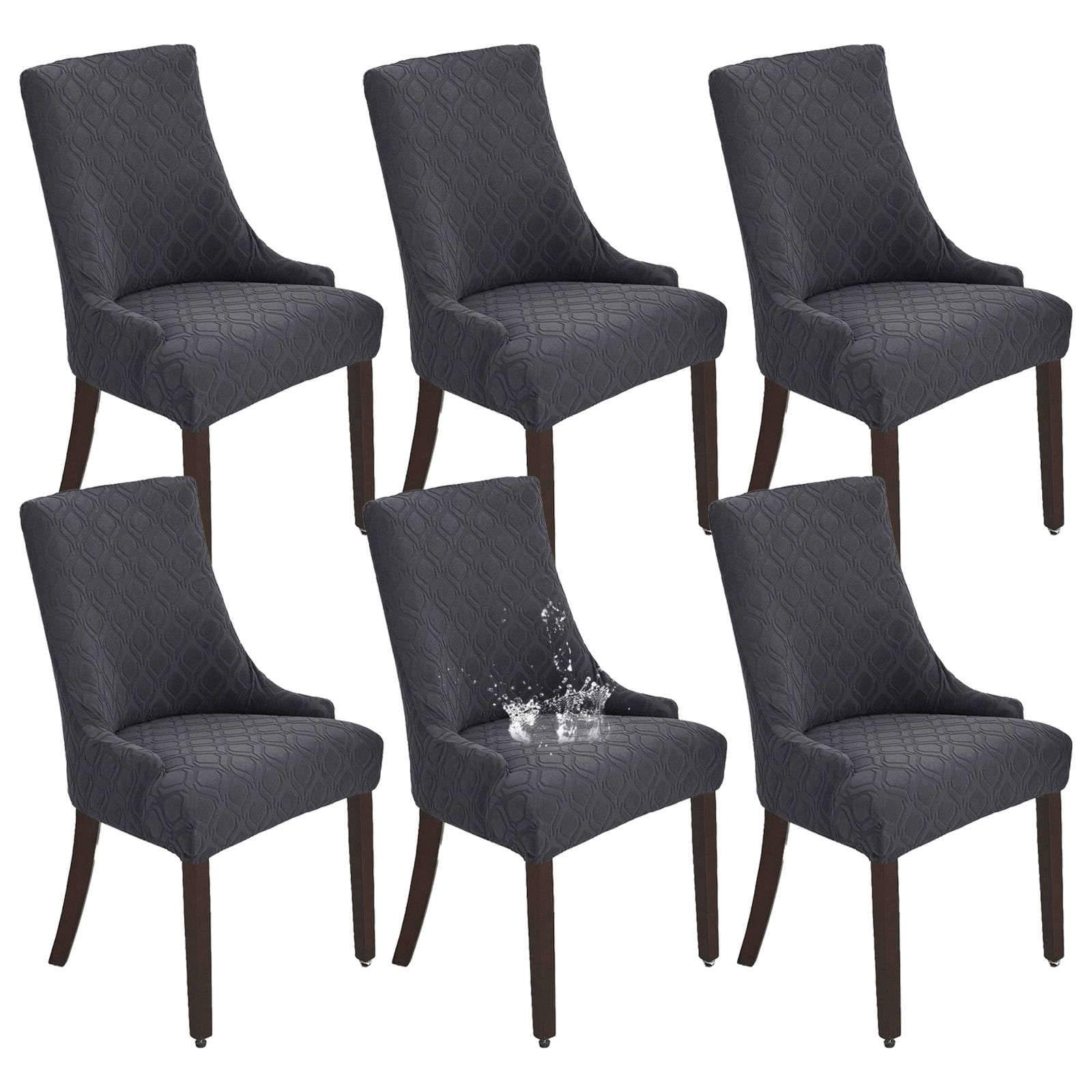 Wjhdwyd Gris Foncé Waterproof Wingback Side Chair Covers, Elastic Dining Chair Covers Removable Arm Chair Protector Cover Washable For Banquet Decor(,Lot De 6)