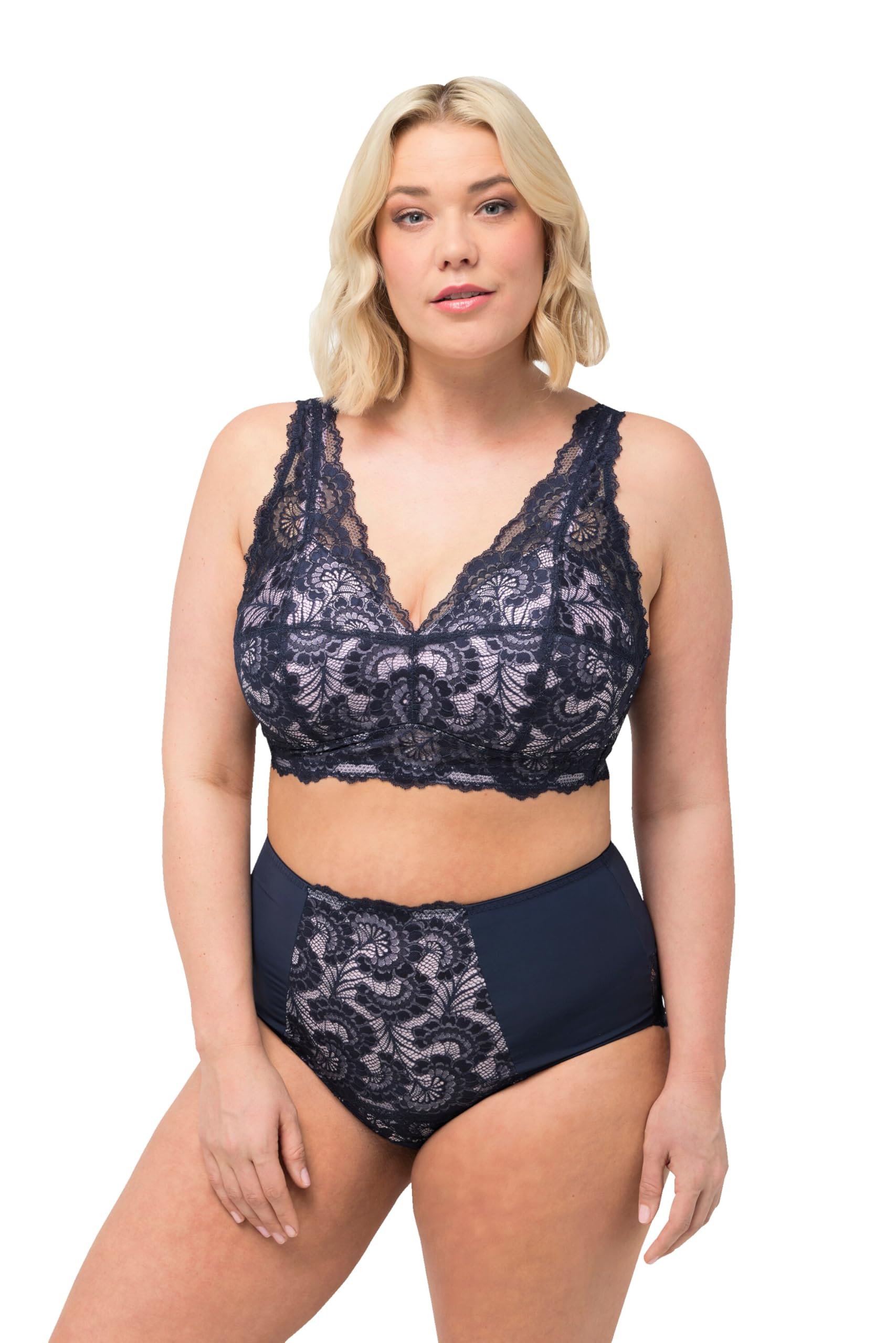 Ulla Popken TruYou Damen große Größen Übergrößen Plus Size TRUYOU Bralette, Spitze, Softschale, ohne Bügel Altrosa 105D 832803802-105D